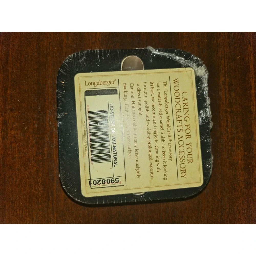 Longaberger Stuck On You Weighted Lid in Natural Wood ONLY New, sealed